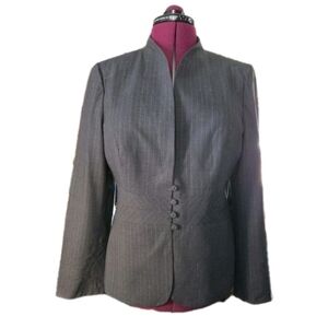 Classiques Entier Pinstripe Wool Blend Blazer Jacket Size 14 Covered Buttons